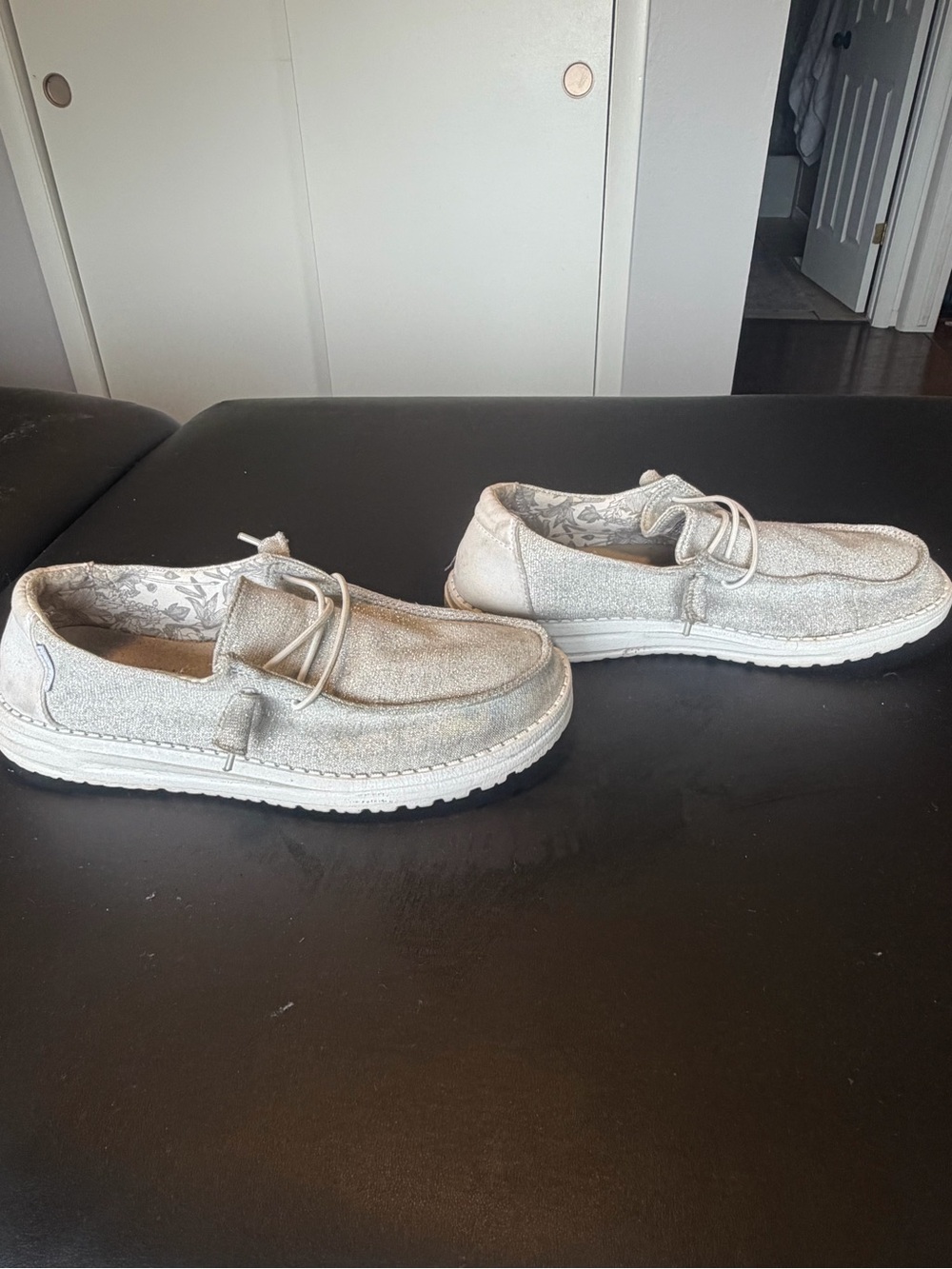 Women's Heydude sparkly silver
